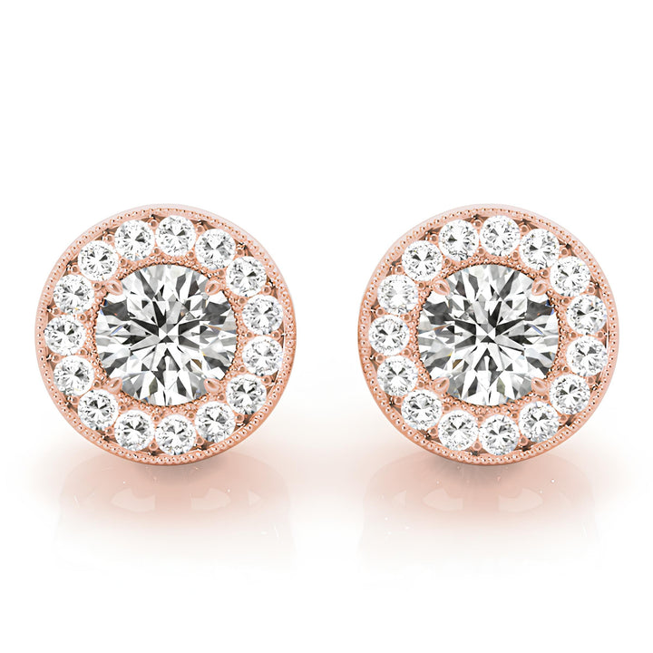 0.25 - 4.00 Carat Round Cut Lab Grown Diamond Halo Earrings, Round Diamond Studs, Stud Earrings for Women, Valentine, Anniversary Gifts