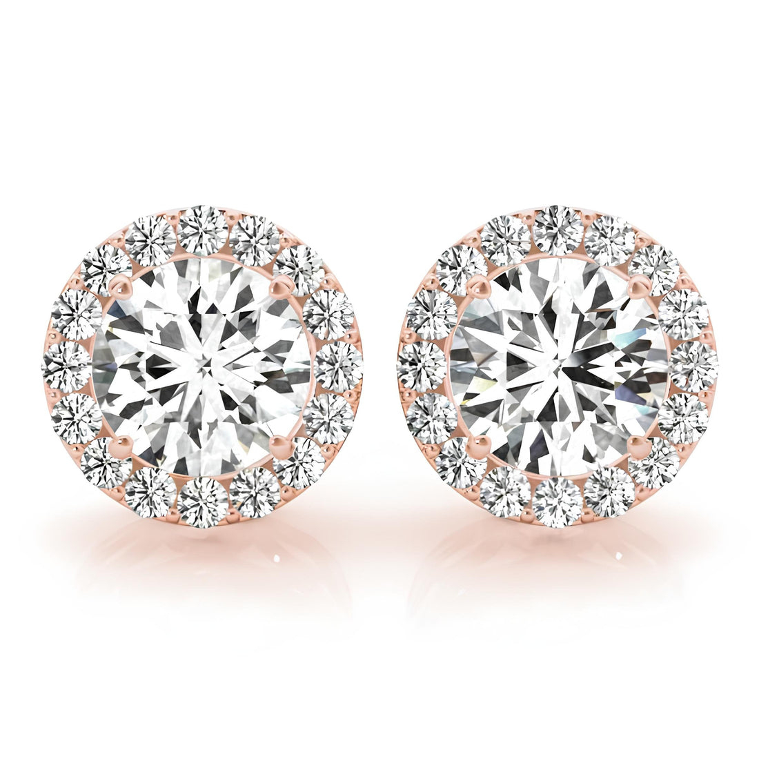 Halo Earrings In 0.25 - 4.00 Carat Round Cut Lab Grown Diamond, Round Diamond Studs, Stud Earrings for Women, Valentine, Anniversary Gifts