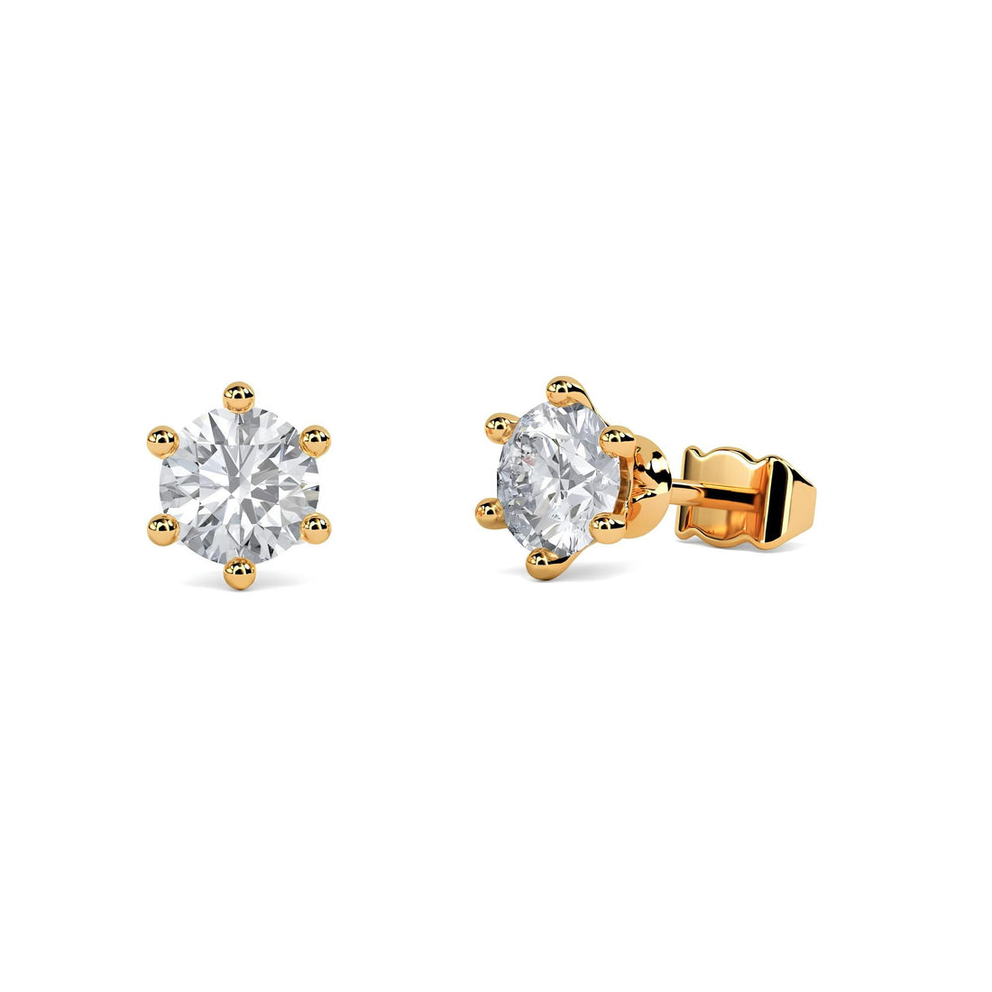 Lab Grown Diamond Stud Earrings, 6 Prong Solitaire Diamond Studs Earrings, Earrings for Women, Push back Earring, valentine gift