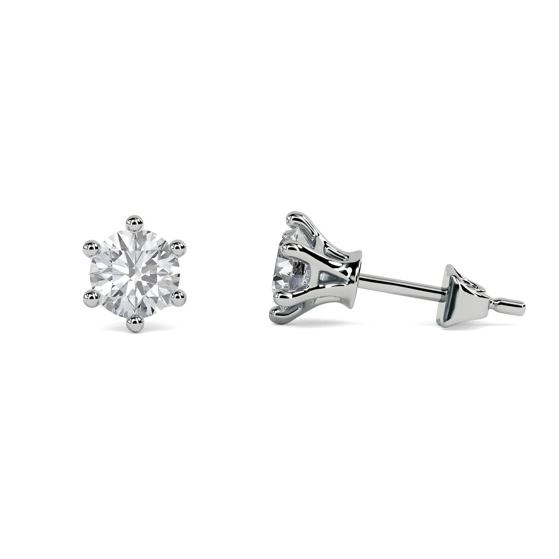 Lab Grown Diamond Stud Earrings, 6 Prong Solitaire Diamond Studs Earrings, Earrings for Women, Push back Earring, valentine gift