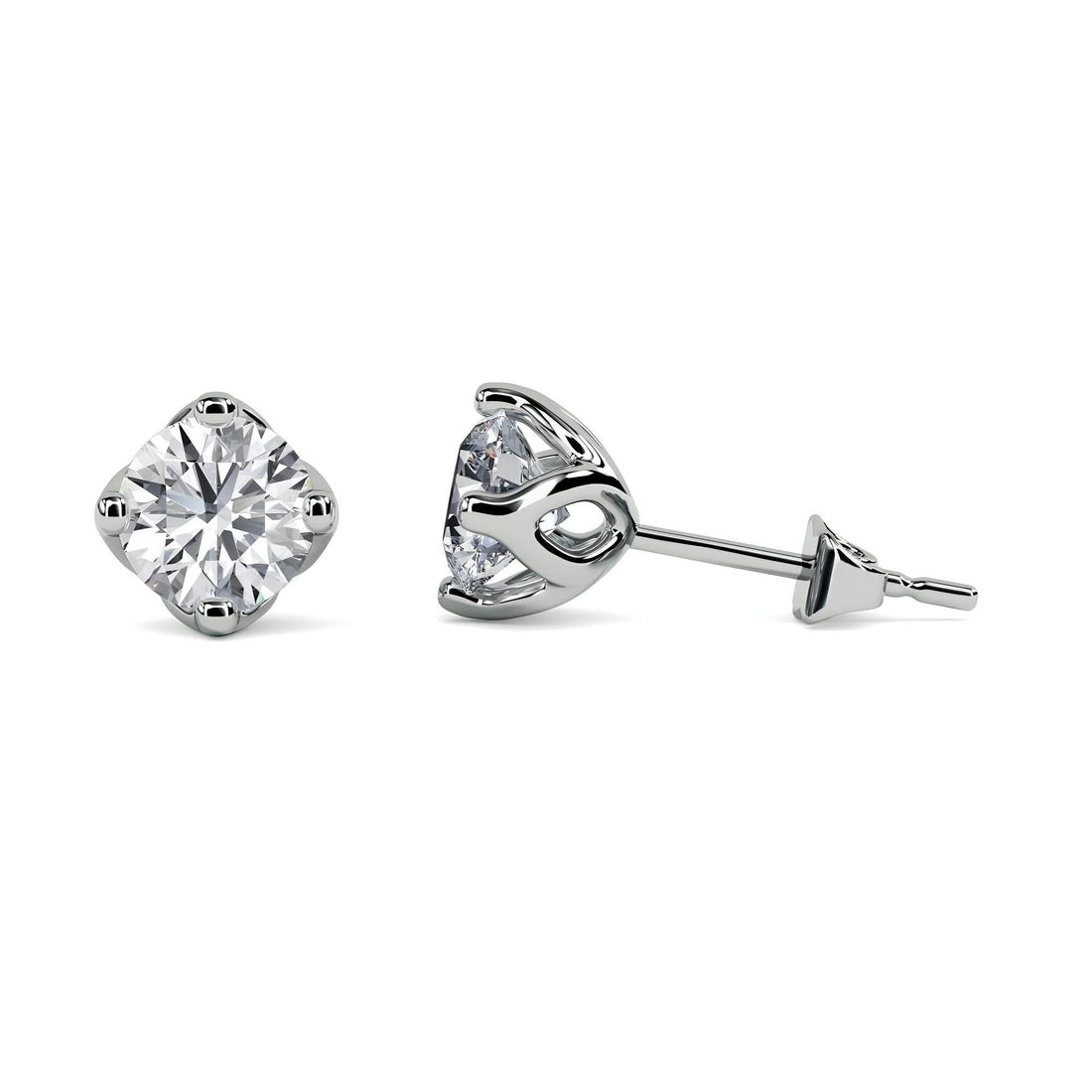 Round Lab Grown Diamond Stud Earring, GH/SI Lab Diamond Wedding Earring, Screw Back/Push Back Earring, Stud Earring for Women, Gifts for Her