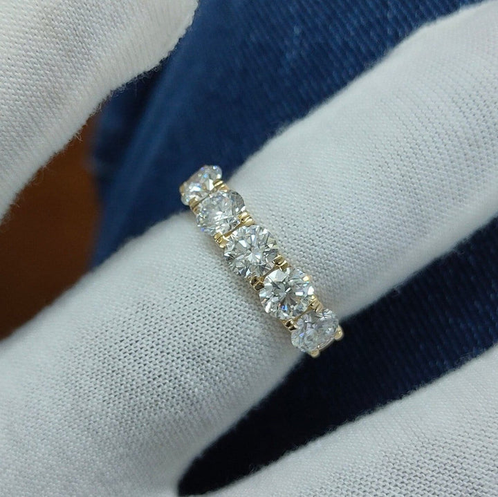 Round 5 Stone Diamond Ring, Lab Grown Diamond Ring, U Prong Setting Engagement Ring, Promise Ring for Her, Anniversary Gift, Handmade Ring