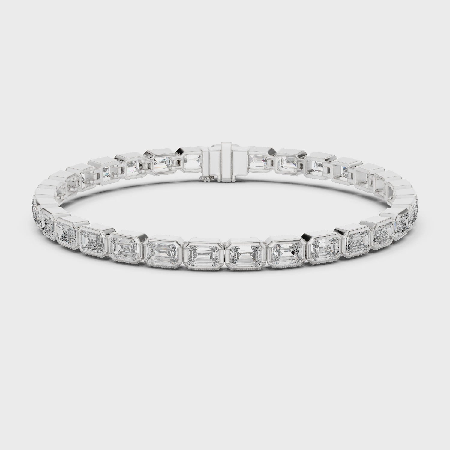 9.3 CT EF VS/SI Lab Grown Emerald Cut Diamond Tennis Wedding Bracelet For Women's 14K White Gold