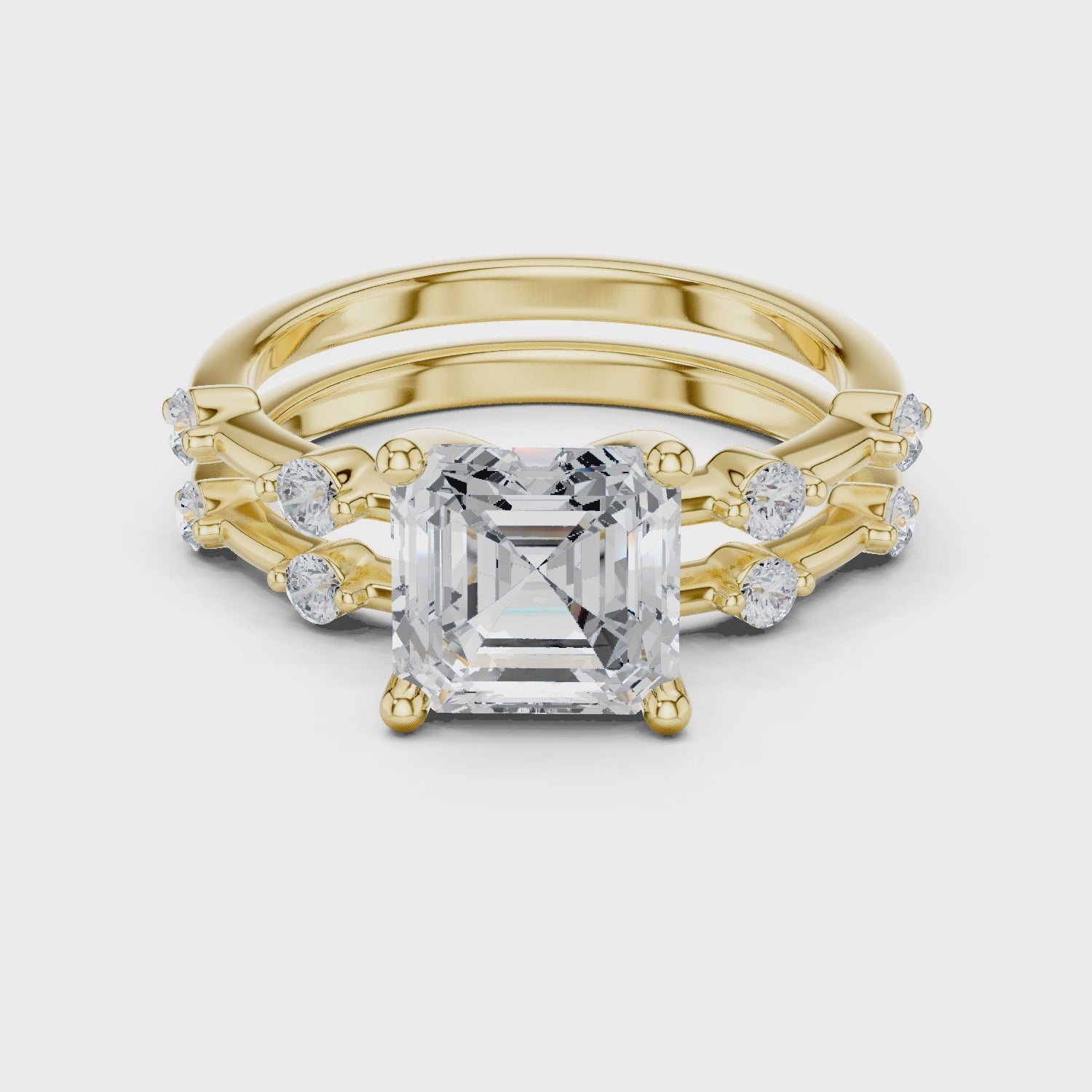 2.86 Carat Bridal Set Ring – EF VS/SI Lab-Created Diamond in 14K White Gold | Women's Engagement or Wedding