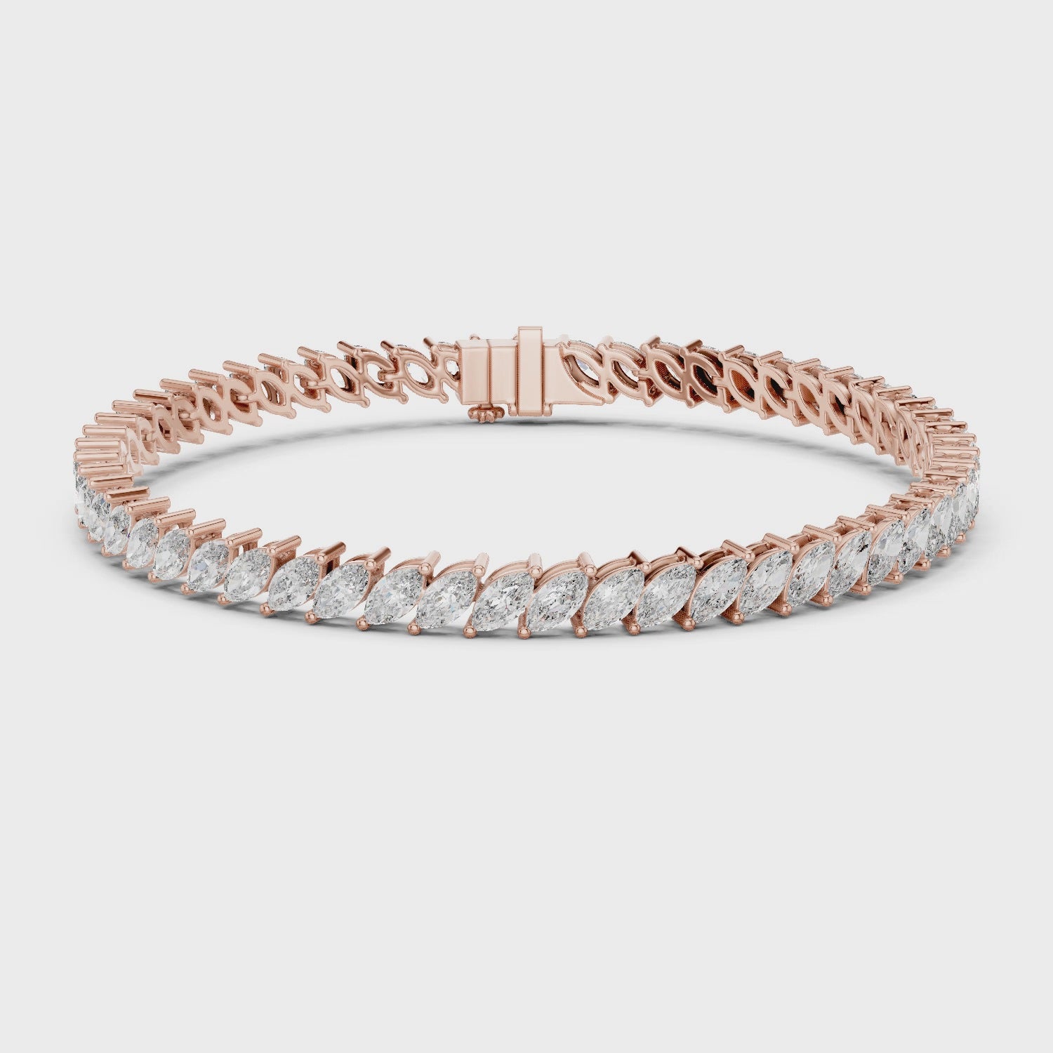 8.4 CT EF VS/SI Lab Grown Certified Marquise Cut Diamond Tennis Wedding Bracelet For Women's 14K Rose Gold