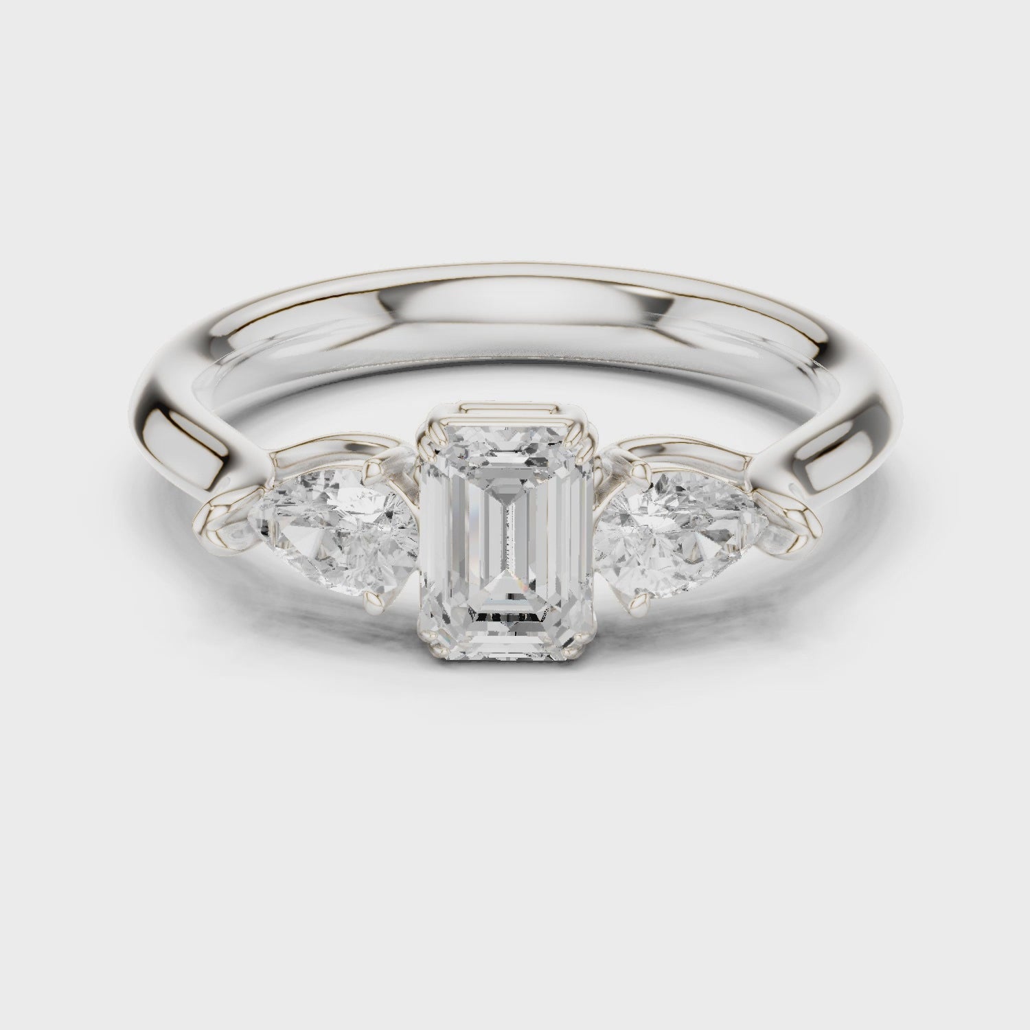 Lab Diamond Wedding Band, Emerald & Pear Brilliant EF/VS Matching Band with Engagement Ring, Stacking Band Gift 14K Gold