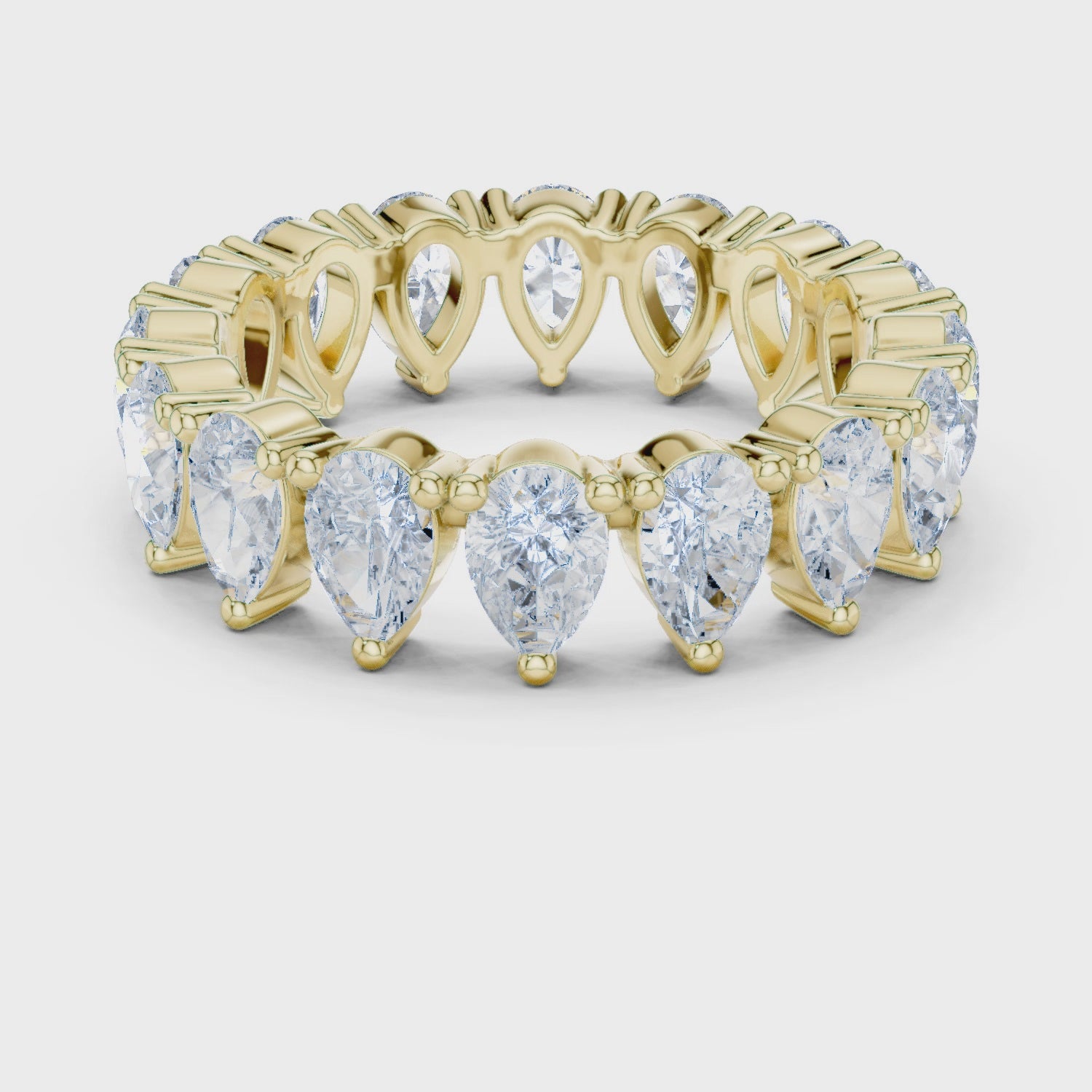 Pear Cut Lab-Grown Diamond Half Eternity Band – Women's Wedding Ring 14K Gold