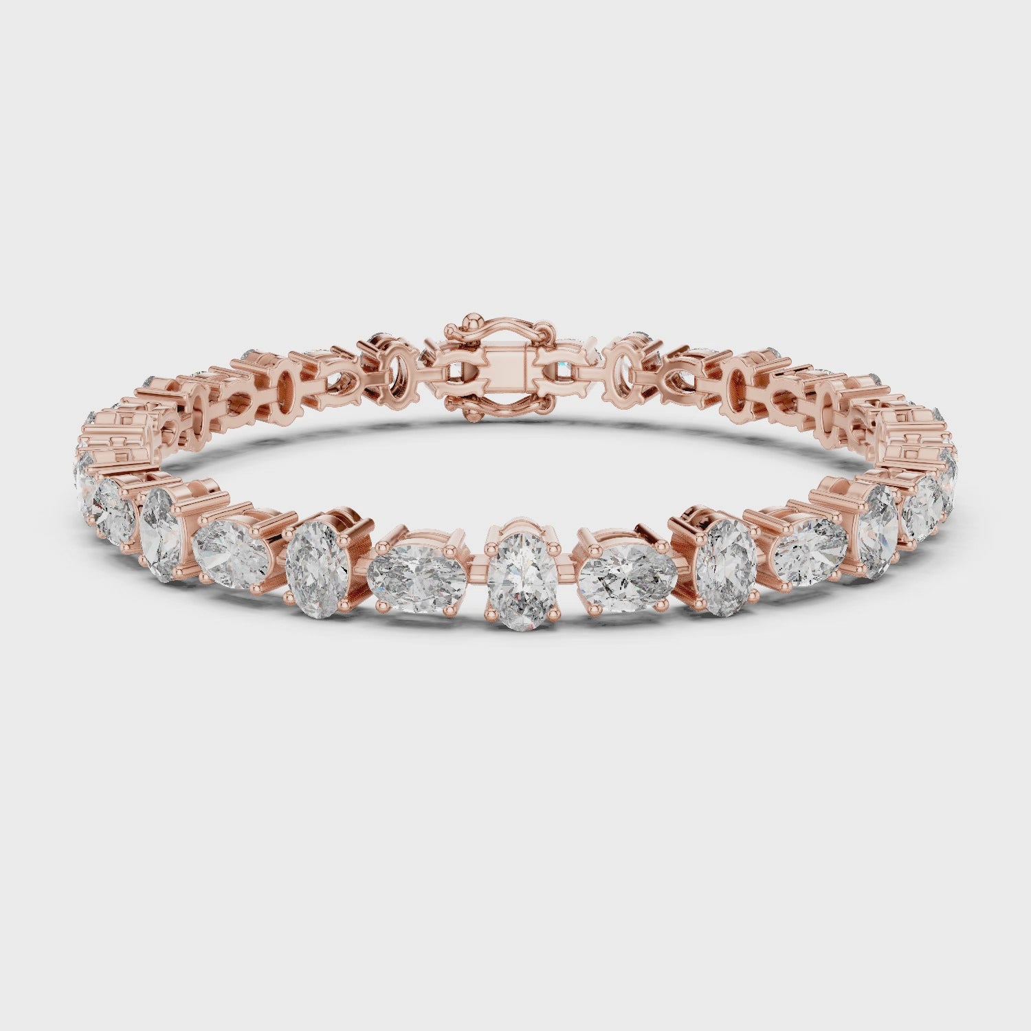 7.71 CT EF VS/SI Lab Grown Certified Oval Cut Diamond Tennis Wedding Bracelet For Women's 14K Rose Gold