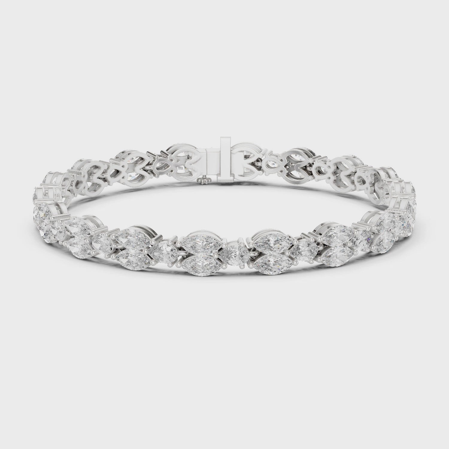 Marquise/Pear Cut Lab Grown Certified Diamond EF VS/SI Tennis Wedding Bracelet For Women's 14K White Gold
