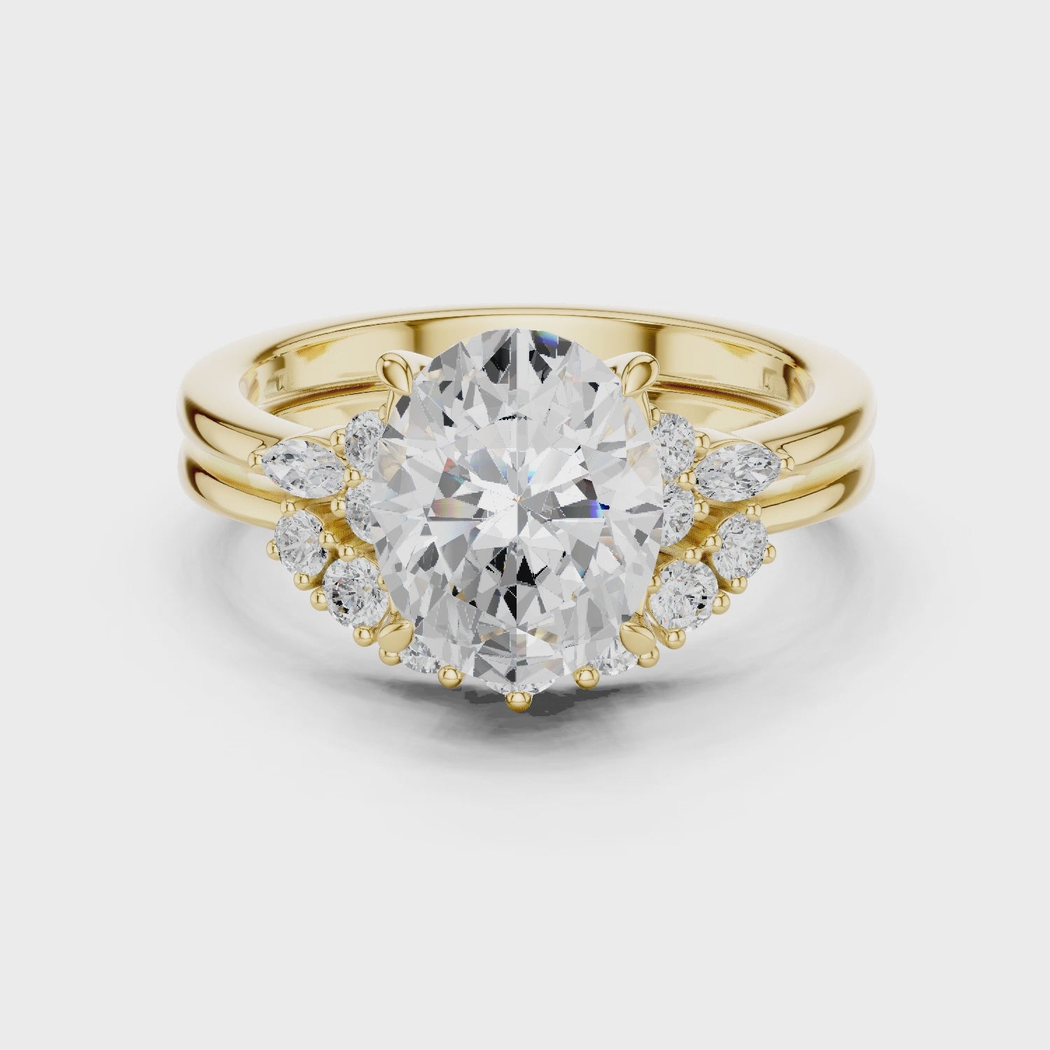 2.92 CT Bridal Set Ring – EF VS/SI Lab-Created Diamond in 14K Yellow Gold | Women's Engagement or Wedding