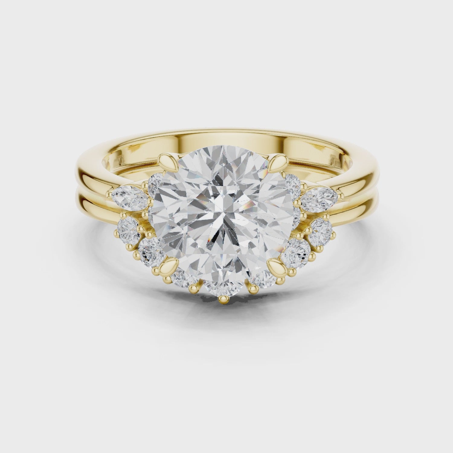 2.92 CT Bridal Set Ring – EF VS/SI Lab-Created Diamond in 14K Yellow Gold | Women's Engagement or Wedding