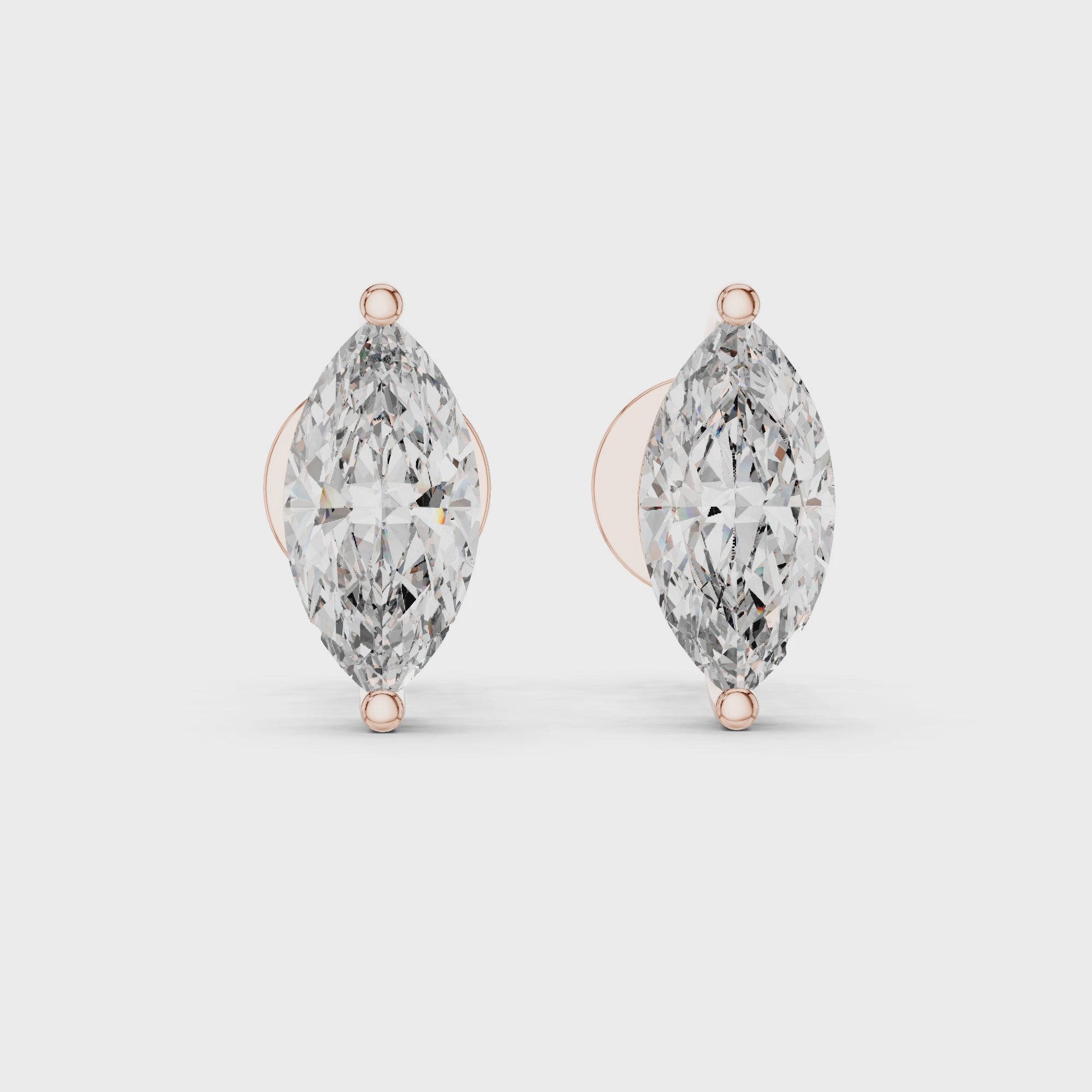 1.5CT Round Cut Lab-Grown Diamond Stud Earrings - Marquise Cut 14K Gold Wedding Earrings for Women Birthday & Anniversary Gift