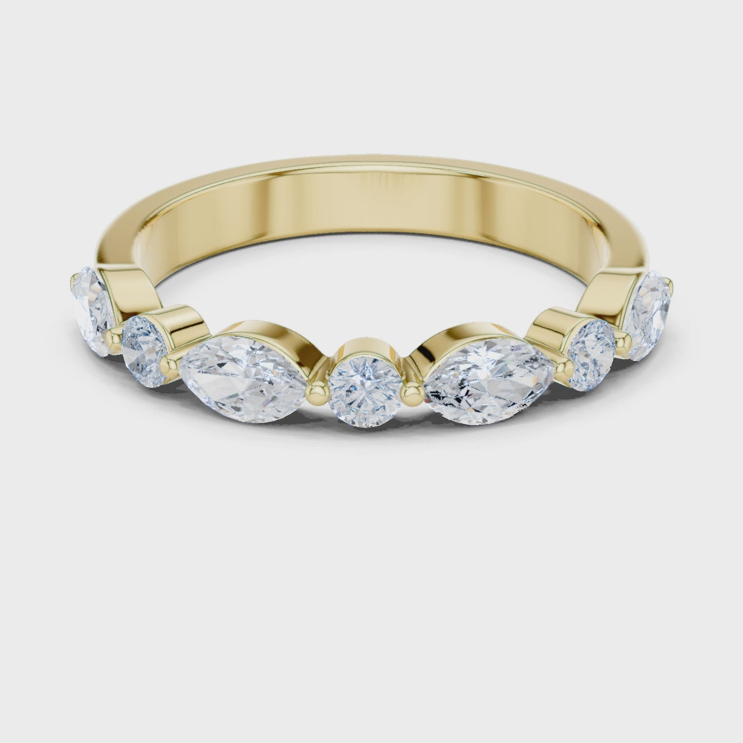 Lab Diamond Wedding Band, Round & Marquise Brilliant EF/VS Matching Band with Engagement Ring, Stacking Band Gift 14K Gold