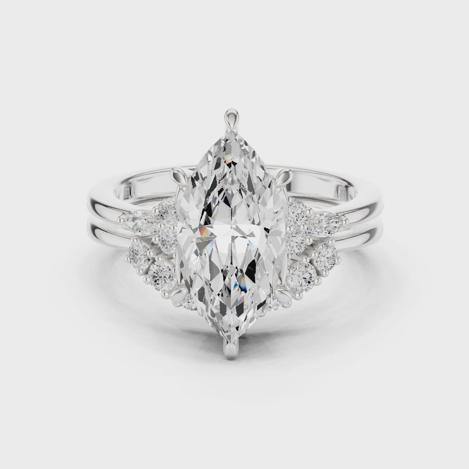 2.92 Carat Bridal Set Ring – EF VS/SI Lab-Created Diamond in 14K Rose Gold | Women's Engagement or Wedding