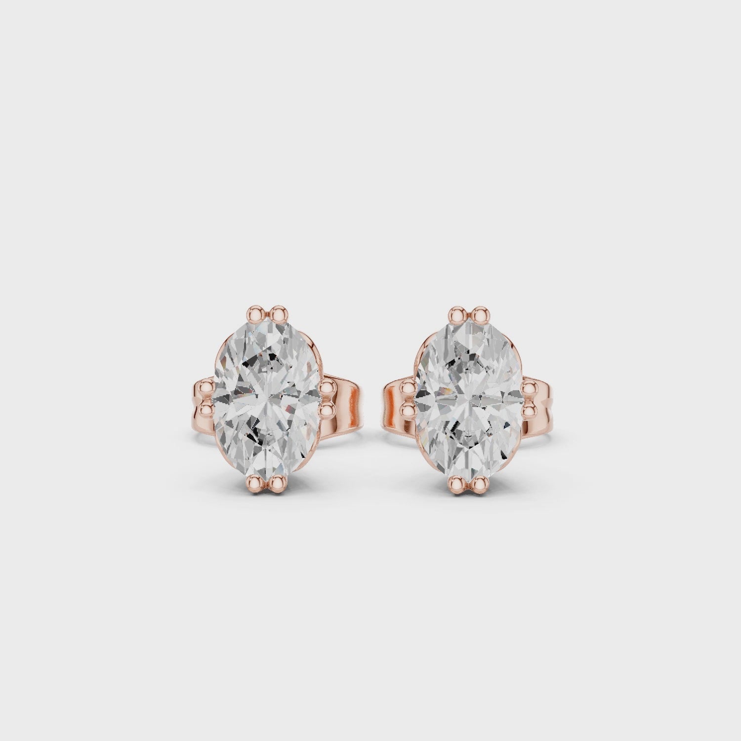 Oval Cut Lab-Grown Diamond Stud Earrings 14K Gold Wedding Earrings for Women Birthday & Anniversary Gift