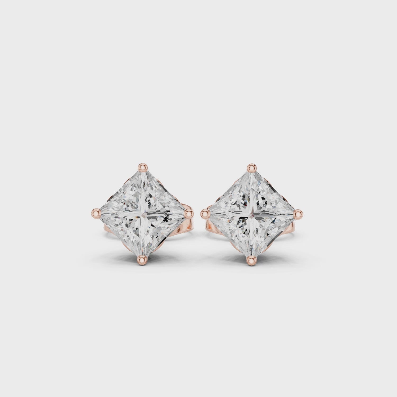 Princess Cut Lab-Grown Diamond Stud Earrings 14K Gold Wedding Earrings for Women Birthday & Anniversary Gift