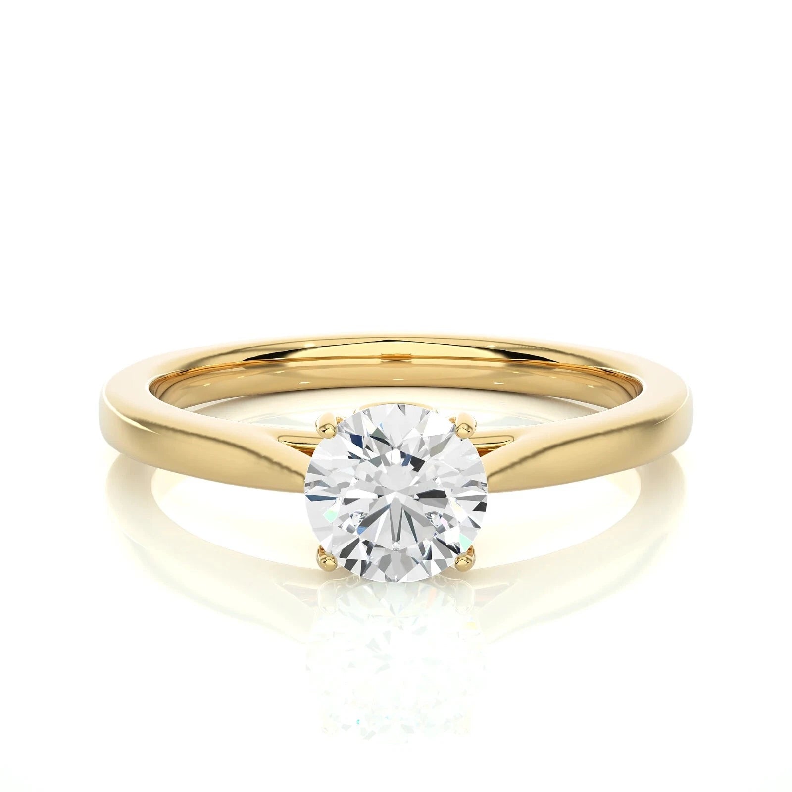 Certified 1.00 CT EF Lab Grown Diamond Women's  Engagement Ring 925 Sterling Silver With Vermeil Gold