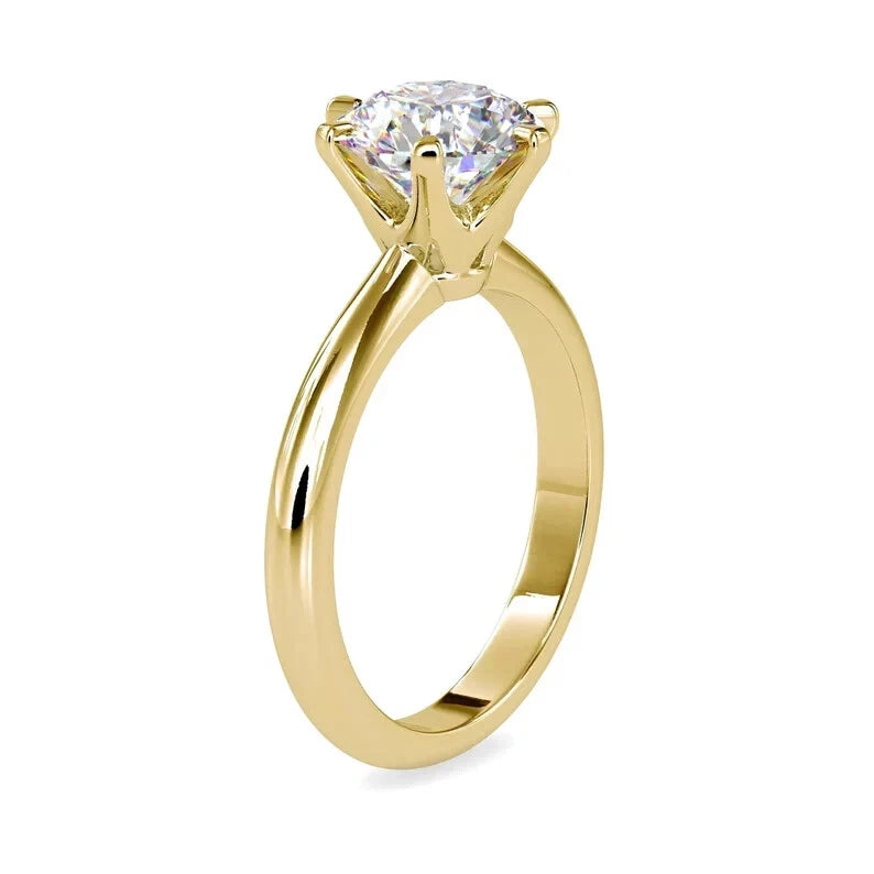 1.02 CT Certified VS/SI Lab Grown Diamond Engagement Ring 925 Sterling Silver With Vermeil Gold