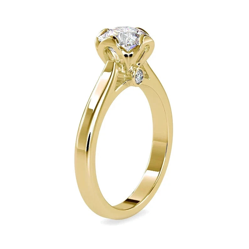 1.02 CT Certified VS/SI Lab Grown Diamond Wedding Ring 925 Sterling Silver With Vermeil Gold