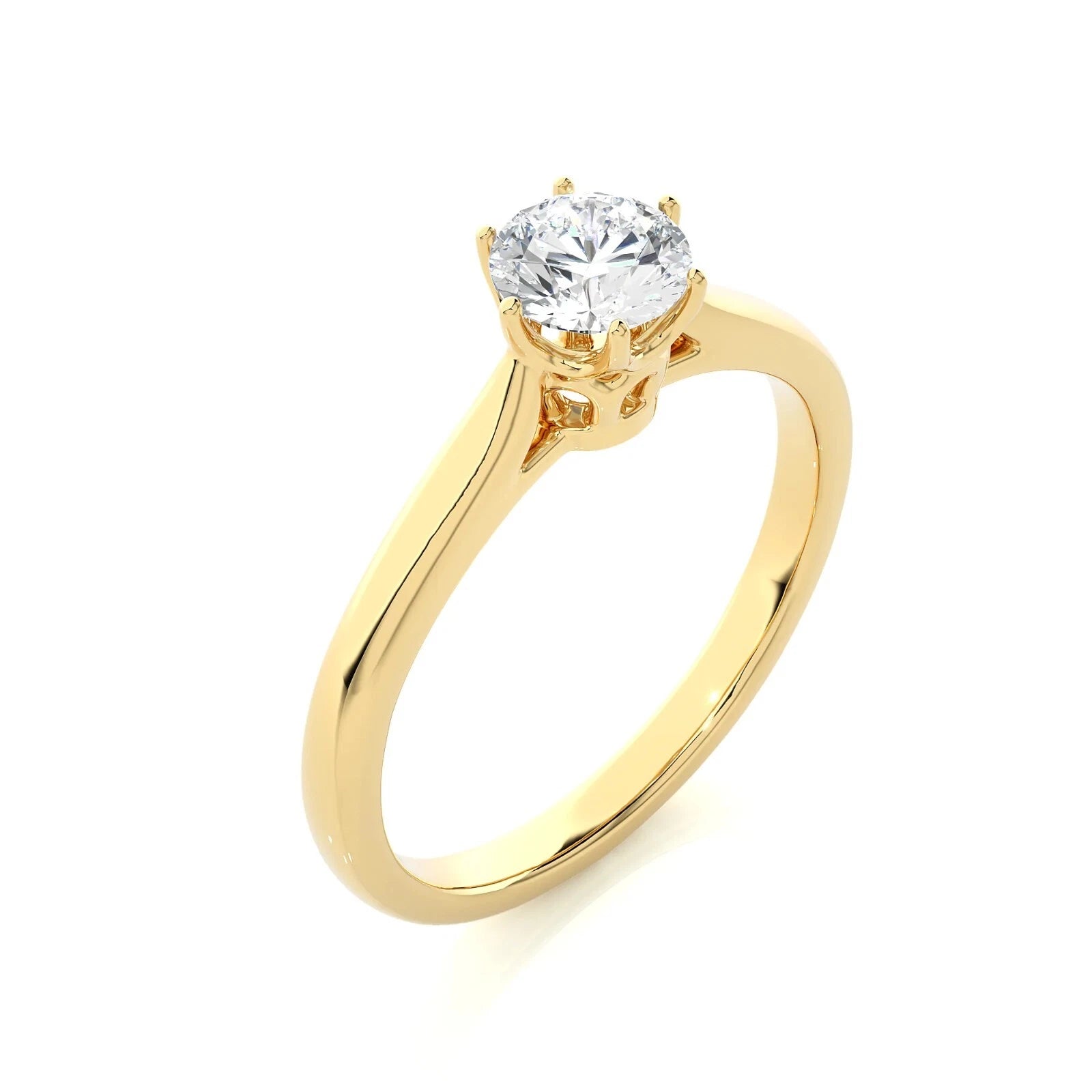1.00 CT Certified EF VS/SI Lab Grown Diamond Engagement Ring 925 Sterling Silver With Vermeil Gold