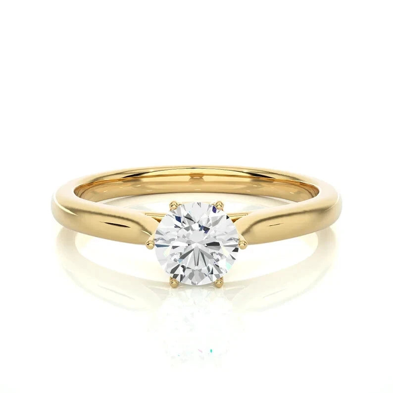 1.00 CT Certified EF VS/SI Lab Grown Diamond Engagement Ring 925 Sterling Silver With Vermeil Gold