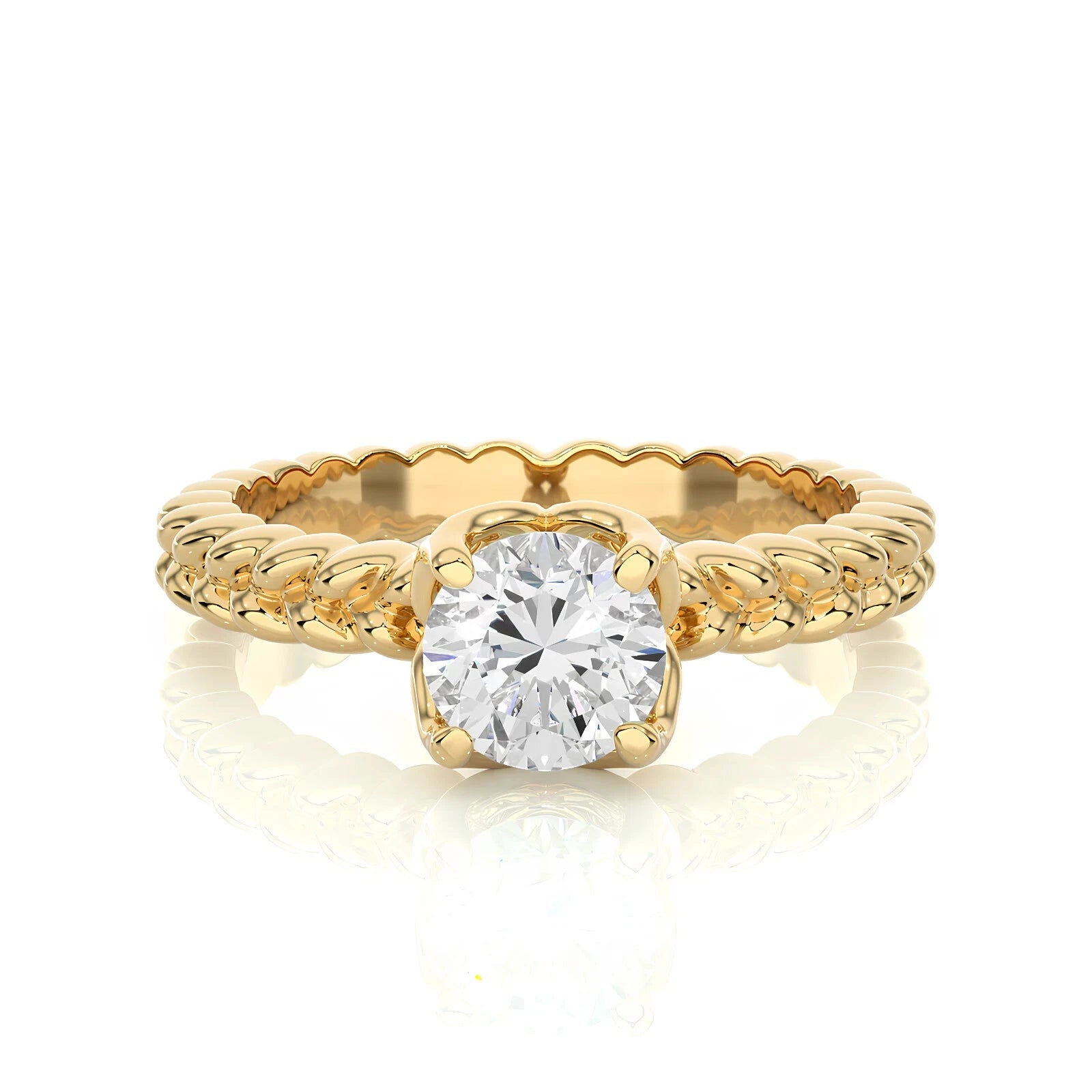 1 CT Certified EF VS/SI Lab Grown Diamond Women's Wedding Ring 925 Sterling Silver With Vermeil Gold