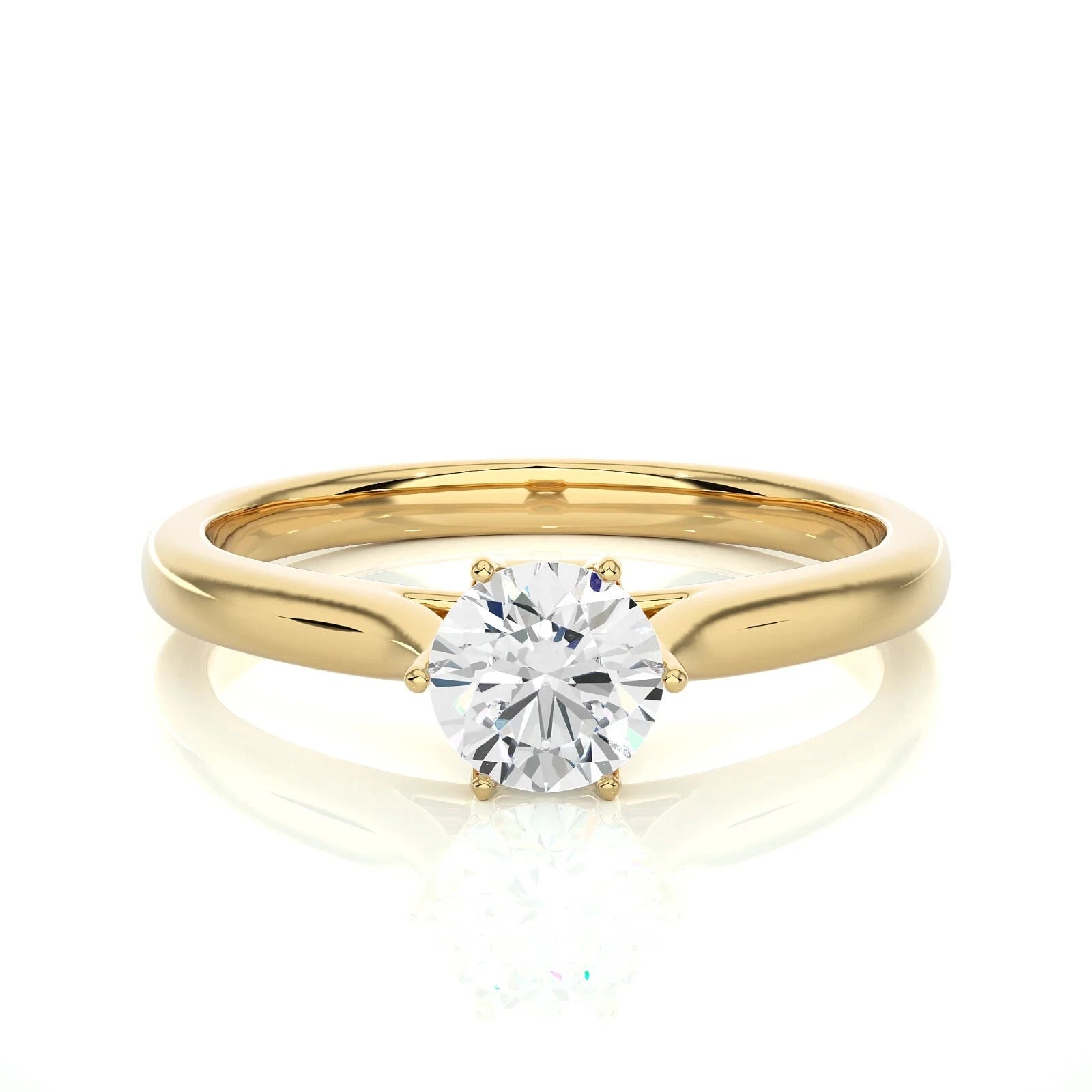 1.00 CT Certified EF VS/SI Lab Grown Diamond Engagement Ring 925 Sterling Silver With Vermeil Gold