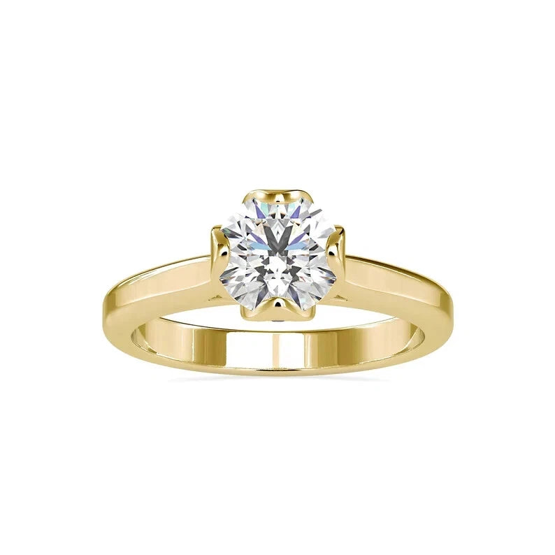 1.02 CT Certified VS/SI Lab Grown Diamond Wedding Ring 925 Sterling Silver With Vermeil Gold