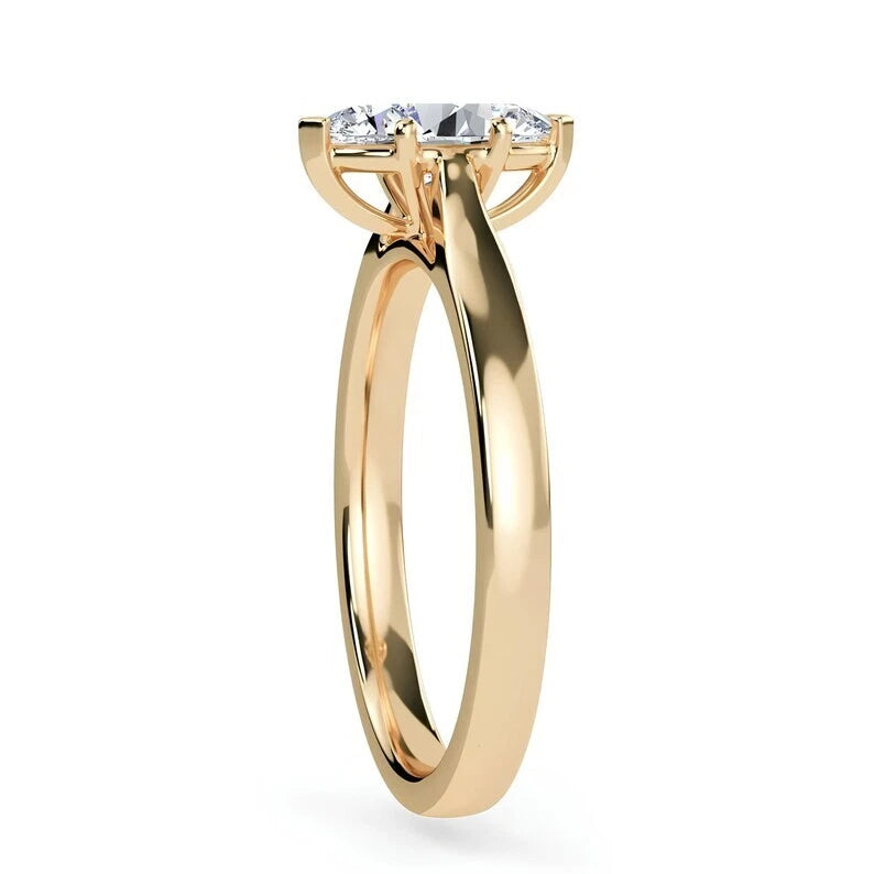 Certified 1.00 CT EF VS/SI Lab Grown Diamond Engagement Ring 925 Sterling Silver With Vermeil Gold